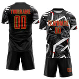 Custom Black Red Gray-Old Gold Geometric Asymmetry Shatter Sublimation Soccer Uniform Jersey