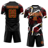 Custom Black Crimson White-Gold Geometric Asymmetry Shatter Sublimation Soccer Uniform Jersey