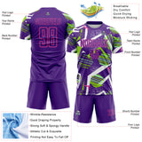 Custom Purple Green White-Pink Geometric Asymmetry Shatter Sublimation Soccer Uniform Jersey