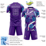 Custom Purple Blue Pink-White Geometric Asymmetry Shatter Sublimation Soccer Uniform Jersey