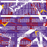 Custom Purple Red Gold-White Geometric Asymmetry Shatter Sublimation Soccer Uniform Jersey