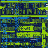 Custom Navy Neon Green-Blue Abstract Geometric Stripe Fragment Sublimation Soccer Uniform Jersey