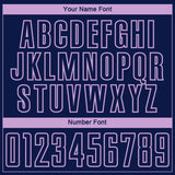 Custom Navy Light Purple-Blue Abstract Geometric Stripe Fragment Sublimation Soccer Uniform Jersey