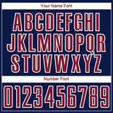 Custom Navy Crimson Blue-White Abstract Geometric Stripe Fragment Sublimation Soccer Uniform Jersey