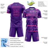Custom Purple-Pink Abstract Geometric Stripe Fragment Sublimation Soccer Uniform Jersey