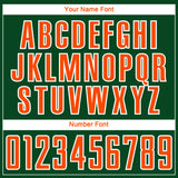 Custom Green Orange-White Abstract Geometric Stripe Fragment Sublimation Soccer Uniform Jersey