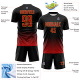 Custom Black Red-Old Gold Fade Wave Lines Splatter Sublimation Soccer Uniform Jersey