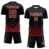 Custom Black Crimson-Cream Fade Wave Lines Splatter Sublimation Soccer Uniform Jersey