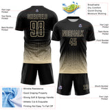 Custom Black-Cream Fade Wave Lines Splatter Sublimation Soccer Uniform Jersey