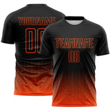 Custom Black-Orange Fade Wave Lines Splatter Sublimation Soccer Uniform Jersey