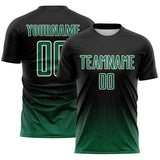 Custom Black Kelly Green-White Fade Wave Lines Splatter Sublimation Soccer Uniform Jersey