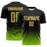 Custom Black Neon Green-Pink Fade Wave Lines Splatter Sublimation Soccer Uniform Jersey