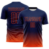 Custom Navy-Orange Fade Wave Lines Splatter Sublimation Soccer Uniform Jersey