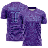 Custom Purple-Light Blue Abstract Wave Lines Interlocking Sublimation Soccer Uniform Jersey
