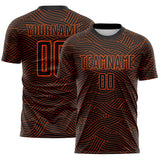 Custom Black-Orange Abstract Wave Lines Interlocking Sublimation Soccer Uniform Jersey