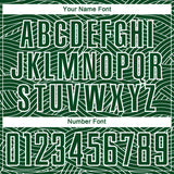 Custom Green-White Abstract Wave Lines Interlocking Sublimation Soccer Uniform Jersey