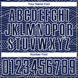 Custom Navy-White Abstract Wave Lines Interlocking Sublimation Soccer Uniform Jersey
