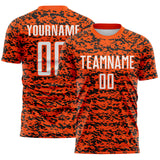 Custom Orange White-Black Geometric Fragment Splatter Sublimation Soccer Uniform Jersey
