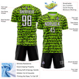 Custom Neon Green-Black Geometric Fragment Splatter Sublimation Soccer Uniform Jersey