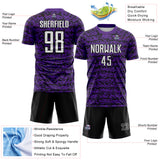 Custom Purple White-Black Geometric Fragment Splatter Sublimation Soccer Uniform Jersey