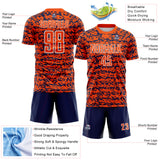Custom Orange Navy-White Geometric Fragment Splatter Sublimation Soccer Uniform Jersey