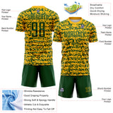 Custom Gold-Green Geometric Fragment Splatter Sublimation Soccer Uniform Jersey