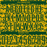 Custom Gold-Green Geometric Fragment Splatter Sublimation Soccer Uniform Jersey