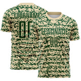 Custom Cream-Green Geometric Fragment Splatter Sublimation Soccer Uniform Jersey
