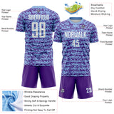 Custom Light Blue White-Purple Geometric Fragment Splatter Sublimation Soccer Uniform Jersey