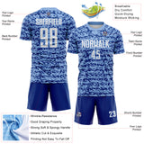 Custom Light Blue White-Royal Geometric Fragment Splatter Sublimation Soccer Uniform Jersey