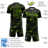 Custom Black-Neon Green Abstract Fluid Marble Sublimation Soccer Uniform Jersey