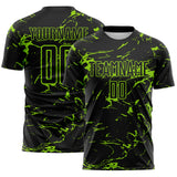 Custom Black-Neon Green Abstract Fluid Marble Sublimation Soccer Uniform Jersey