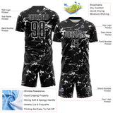 Custom Black-White Abstract Fluid Marble Sublimation Soccer Uniform Jersey