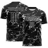 Custom Black-White Abstract Fluid Marble Sublimation Soccer Uniform Jersey