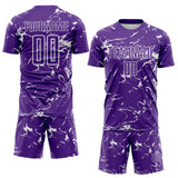 Custom Purple-White Abstract Fluid Marble Sublimation Soccer Uniform Jersey