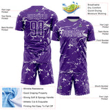 Custom Purple-White Abstract Fluid Marble Sublimation Soccer Uniform Jersey