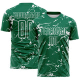 Custom Kelly Green-White Abstract Fluid Marble Sublimation Soccer Uniform Jersey