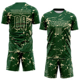 Custom Green-Cream Abstract Fluid Marble Sublimation Soccer Uniform Jersey