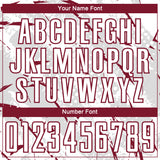 Custom White Crimson-Gray Brush Stroke Slashes And Dot Grid Sublimation Soccer Uniform Jersey
