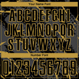Custom Black Old Gold-Gray Brush Stroke Slashes And Dot Grid Sublimation Soccer Uniform Jersey