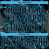 Custom Black Sky Blue-Gray Brush Stroke Slashes And Dot Grid Sublimation Soccer Uniform Jersey
