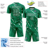 Custom Kelly Green-White Brush Stroke Slashes And Dot Grid Sublimation Soccer Uniform Jersey