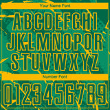 Custom Kelly Green-Gold Brush Stroke Slashes And Dot Grid Sublimation Soccer Uniform Jersey