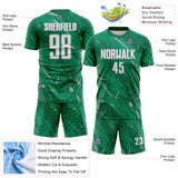 Custom Kelly Green White-Gray Brush Stroke Slashes And Dot Grid Sublimation Soccer Uniform Jersey