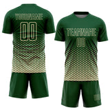 Custom Green-Cream Geometric Hexagonal Dot Gradient Sublimation Soccer Uniform Jersey