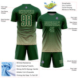Custom Green-Cream Geometric Hexagonal Dot Gradient Sublimation Soccer Uniform Jersey