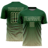 Custom Green-Cream Geometric Hexagonal Dot Gradient Sublimation Soccer Uniform Jersey