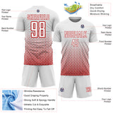 Custom White-Red Geometric Hexagonal Dot Gradient Sublimation Soccer Uniform Jersey