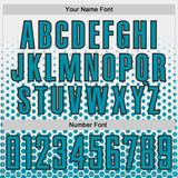 Custom White Teal-Black Geometric Hexagonal Dot Gradient Sublimation Soccer Uniform Jersey