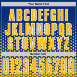 Custom Royal Gold-White Geometric Hexagonal Dot Gradient Sublimation Soccer Uniform Jersey